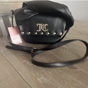 Juicy Couture Licquorice Soft Bow Crossbody Black With Pearls